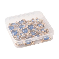 20 個のラインストーンペンダント  ライトゴールド合金のセッティングで  花と涙  ライトサファイア  20x12.5x6mm  穴：1.8mm&nbsp;FIND-FS0004-75A