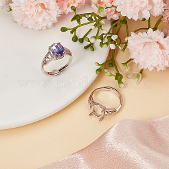 1Pc Rhodium Plated 925 Sterling Silver Adjustable Ring Findings&nbsp;STER-BBC0006-03