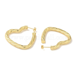 Rack Plating Twist Heart Brass Stud Earrings for Women&nbsp;EJEW-P272-03A-G