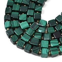 天然石マラカイトビーズ連売り  キューブ  シードビーズで  7~9.5x7~9x7.5~9mm  穴：1~1.2mm  約37~42個/連  15.20~15.59''（38.6~39.6センチメートル）&nbsp;G-G053-B25-01