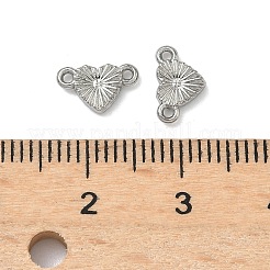 304ステンレススチールのテクスチャードハートリンクコネクターチャーム  変色しない  ステンレス鋼色  5.5x8.5x1.5mm  穴：0.8mm&nbsp;STAS-D211-14A-P