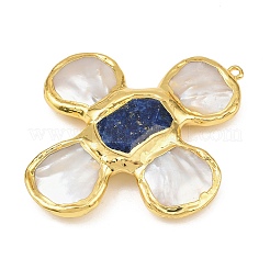 Natural Lapis Lazuli & Shell Pearl Big Pendants&nbsp;KK-H516-24G-02