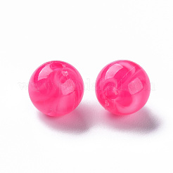 アクリルビーズ  天然石風  ラウンド  濃いピンク  10mm  穴：1.6mm  約1000個/500g&nbsp;MACR-S375-001C-07