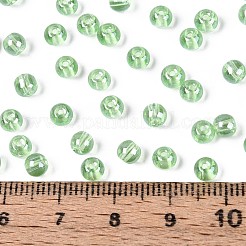 透明ガラスシードビーズ  窓ガラススタイル  ラウンド  薄緑  4~4.5mm  穴：1mm  約4090個/ポンド&nbsp;SEED-N007-33A-05