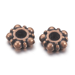 チベット風スペーサービーズ  カドミウムフリー＆ニッケルフリー＆鉛フリー  花  赤銅鉱  5.8mm  穴：1.5mm&nbsp;RAA116-NF