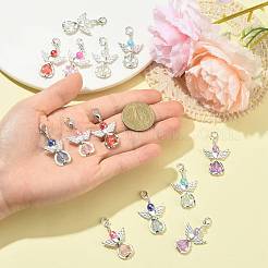 14個7スタイルのアクリル＆合金ペンダントデコレーション  合金製カニカン付き  銀  ミックスカラー  39mm  2個/スタイル&nbsp;HJEW-FS00075