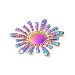 イオンプレーティング（IP）304ステンレスペンダント  花のチャーム  虹色  46.5x44x4mm  穴：3mm&nbsp;STAS-L268-007MC
