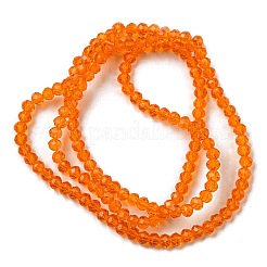 透明ガラスビーズ連売り  多面カット  ロンデル  オレンジ  3x2mm  穴：0.8mm  約135~140個/連  11.81~13.38インチ（30~34cm）&nbsp;GLAA-F078-B02