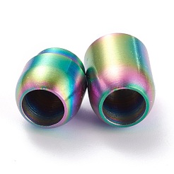 イオンプレーティング（IP）304ステンレススチール製マグネット留め具、接着端付き  コラム  虹色  19x10mm  穴：6mm&nbsp;STAS-G239-13C