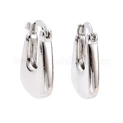 女性のための真鍮の分厚い長方形のフープピアス  カドミウムフリー＆鉛フリー  プラチナ  21x18x3mm  ピン：0.7mm&nbsp;EJEW-A072-18P