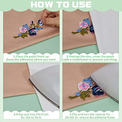 2組の花のコンピューター刺繍布粘着パッチ  パッチにこだわる  マスクと衣装のアクセサリー  アップリケ  カラフル  108x60x1.5mm&nbsp;DIY-ME0002-30