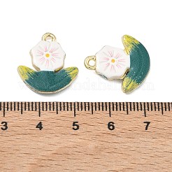 プリント合金ペンダント  ラックめっき  カドミウムフリー＆ニッケルフリー＆鉛フリー  ゴールドカラー  花のチャーム  19x17.5x3.5mm  穴：1.6mm&nbsp;PALLOY-P319-07I-04