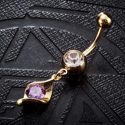 Brass Cubic Zirconia Navel Ring&nbsp;AJEW-EE0004-28D