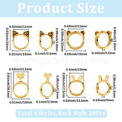 80個4スタイルの合金ビーズフレーム  混合図形  ゴールドカラー  15~20.5x13~15x2.5~3.5mm  穴：1.5~1.6mm  20個/スタイル&nbsp;FIND-SP0004-12G