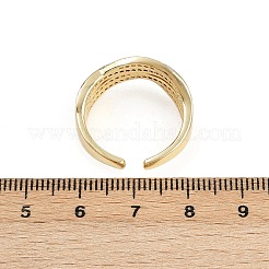 女性のための真鍮マイクロパヴェキュービックジルコニアカフリング  18KGP本金メッキ  8.5mm  内径：17.8mm&nbsp;RJEW-D326-09G