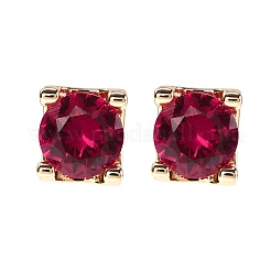 Square Brass Micro Pave Cubic Zirconin Stud Earrings&nbsp;EJEW-D318-03KCG-A