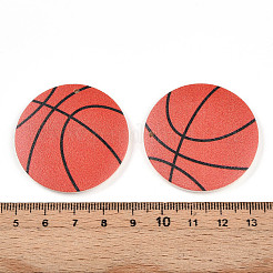 木製ペンダントの印刷  ボールシリーズチャーム  バスケットボール  39~40x5mm  穴：1.8mm&nbsp;WOOD-N016-52A