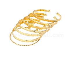 女性用 7スタイル 合金カフバングルセット 7個  ゴールドカラー  2-3/8~2-5/8インチ（6.1~6.8cm）&nbsp;WG7D095-01