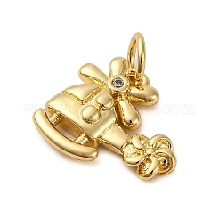 Brass Micro Pave Cubic Zirconia Pendants&nbsp;KK-P308-64G