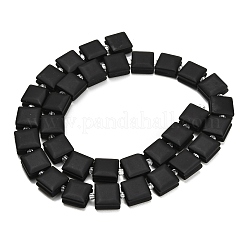 天然の曇り加工を施した黒曜石ビーズの連  正方形  シードビーズで  10.5x10.5x5.5mm  穴：0.8mm  約32~33個/連  15.35~15.75''（39~40センチメートル）&nbsp;GG-F802-B15-01