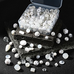 100グラムのアクリルビーズ  混合図形  ホワイト  5.5~28x6~20x3~11mm  穴：1~5mm&nbsp;SACR-YW0001-41C