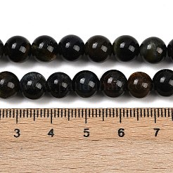 天然イエローブルータイガーアイ（染色＆加熱）ビーズ連売り  グレードAB  ラウンド  6mm  穴：1mm  約60個/連  14.96''（38センチメートル）&nbsp;G-P230-07-6mm-AB