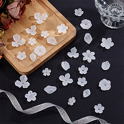 透明アクリルビーズキャップ280種類14個  花  艶消し  ホワイト  15~25x13~26mm  20個/スタイル&nbsp;FACR-AR0001-03