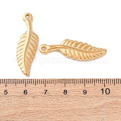 304ステンレスペンダント  フェザーチャーム  イオンプレーティング（ip）  18KGP本金メッキ  35x11x3.5mm  穴：2mm&nbsp;STAS-I330-007G