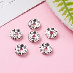 鉄クリスタルラインストーンスペーサービーズ  グレードA  ロンデル  波エッジ  銀  10x3.5mm  穴：2mm&nbsp;RB-A007-10MM-S