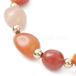 Natural Golden Silk Jade & Brass Beaded Bracelets for Women&nbsp;BJEW-JB12904-01