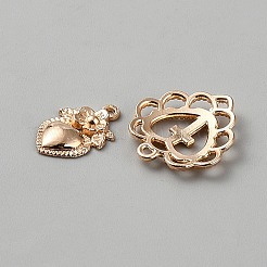 20個の合金ペンダント  ハート  ライトゴールド  7.5~21.5x7.5~20x2~3mm  穴：1.2mm&nbsp;FIND-WH20007-135