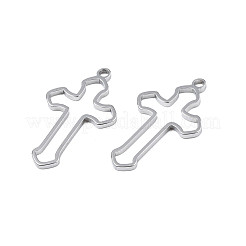 変色しない201ステンレススチールペンダント  クロス  ステンレス鋼色  29.5x17x1.5mm  穴：1.8mm&nbsp;STAS-T063-165P