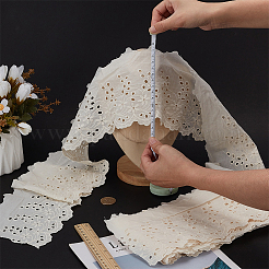 5ヤードのコットン刺繍の花の波型エッジのレースリボン  布のDIY装飾用  ホワイト  5-5/8インチ（143mm）&nbsp;OCOR-FG0002-85B