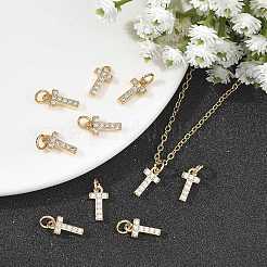 SHEGRACE Brass Micro Pave Clear Cubic Zirconia Pendants&nbsp;XGRQ29227-394G-T