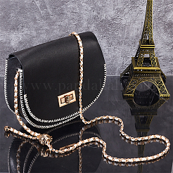 Braided PU Leather & Iron Chain Bag Handles&nbsp;FIND-WH0143-21KCG-02