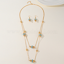 Bohemian Style Brass Horse Eye Double Layer Necklaces & Earrings Sets for Women&nbsp;YG5819