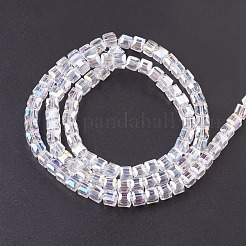 電気メッキガラスビーズセット  ABカラーメッキ  多面カット  キューブ  クリアAB  5~6x5~6x5~6mm  穴：1mm  95~100個/連  54~57cm&nbsp;EGLA-D018-6x6mm-01