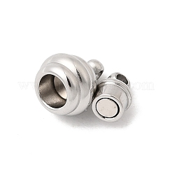 304ステンレススチール製マグネット留め具  リブ付きラウンド  ステンレス鋼色  10x6mm  穴：1.1mm&nbsp;STAS-K332-01B-P