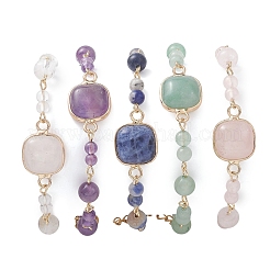 Natural Gemstone Link Chain Bracelets for Women&nbsp;BJEW-JB13315