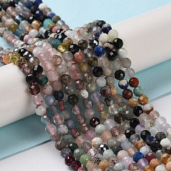 天然石&合成天然石ビーズ連売り  多面カット  ラウンド  3.5~4.5mm  穴：0.7mm  約107個/連  15.55インチ（39.5cm）&nbsp;G-G048-A02-01