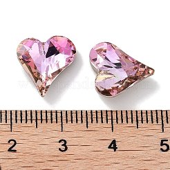 ガラスラインストーンカボション  ポイントバック＆バックメッキ  多面カット  ハート  ライトローズ  13x12x5mm&nbsp;RGLA-G020-04A-D123