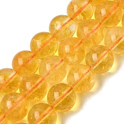 天然石シトリンビーズ連売り  ラウンド  染め＆加熱  10mm  穴：1mm  約38個/連  14.56インチ（37cm）&nbsp;G-E326-10mm-01A