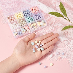 333個12スタイルスプレー塗装アクリルビーズ  ラバー加工スタイル  多面カット  ラウンド＆ライス＆スター＆ハート  ミックスカラー  8~13.5x9.5~11.5x4~4.5mm  穴：1~2mm  333個/箱&nbsp;MACR-YW0001-52