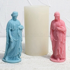 3D 仏教徒女性 DIY 食品グレード シリコン像キャンドル型  アロマセラピーキャンドル型  肖像彫刻 香り付きキャンドル作り 型  ホワイト  5.5x4.5x10.5cm&nbsp;PW-WG89310-01