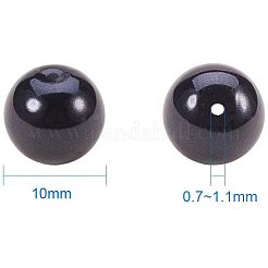 パール調ガラスパールラウンドビーズ  染め  ブラック  10mm  穴：1.2~1.5mm  約100個/箱&nbsp;HY-PH0001-10mm-080