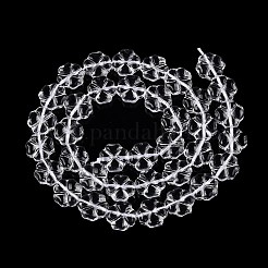 透明ガラスビーズ連売り  クローバー  透明  10x10x4.5mm  穴：0.8mm  約37個/連  14.96インチ（38cm）&nbsp;GLAA-N001-56
