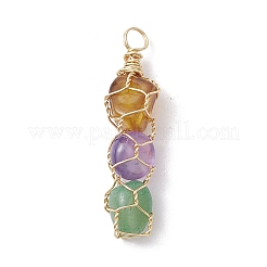5Pcs Natural Mixed Gemstone Copper Wire Wrapped Pendants&nbsp;PALLOY-JF02495