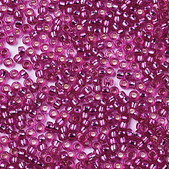 ガラスシードビーズ  機械刺繍に適合  銀並ぶ  ラウンド  赤ミディアム紫  2.5x1.5mm  穴：1mm  約444個/10g&nbsp;X1-SEED-S042-04A-03