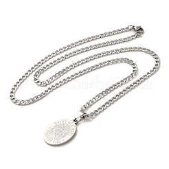 Non-Tarnish Oval with Angel Pendant Necklaces&nbsp;NJEW-C043-04P