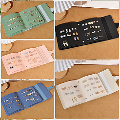 PUレザーイヤリング収納バッグ  イヤリング用のジュエリーロール  長方形  フローラルホワイト  163x140x33mm&nbsp;AJEW-SP0006-24A